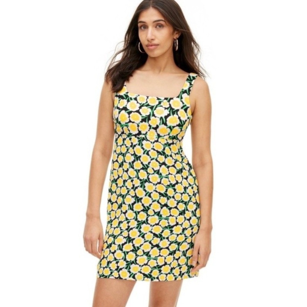 Diane Von Furstenburg yellow floral sleeveless dress women's 0